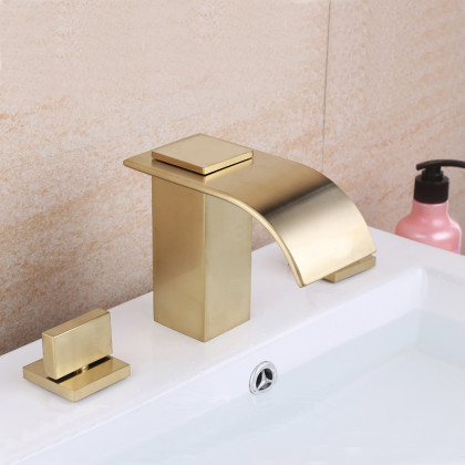 HMR - Double Handle Sink Faucet Solid Brass in Milly