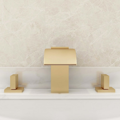 HMR - Double Handle Sink Faucet Solid Brass in Milly