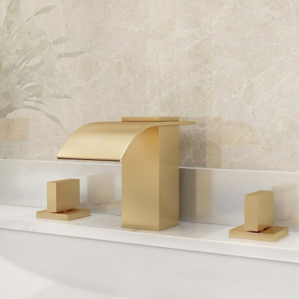 HMR - Double Handle Sink Faucet Solid Brass in Milly