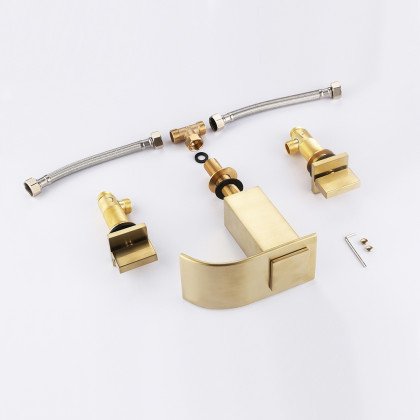 HMR - Double Handle Sink Faucet Solid Brass in Milly