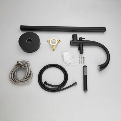 HMR - LED Freestanding Tub Faucet with High-Arc Filler Spout in Brass