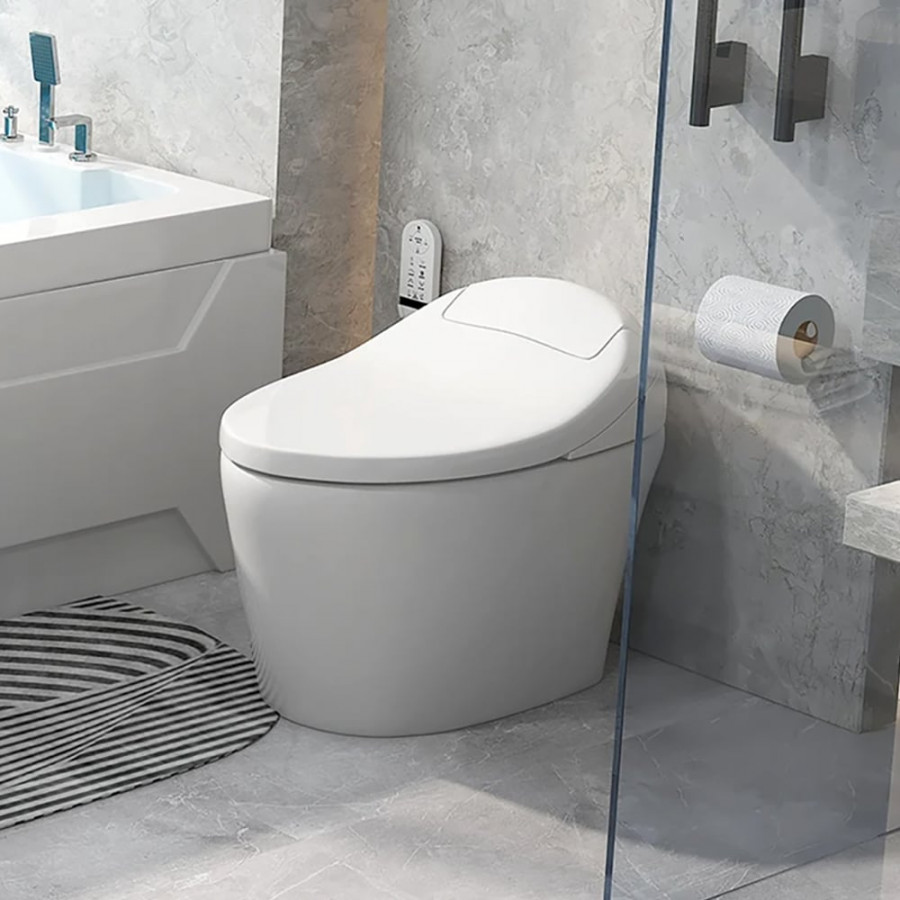 HMR - Modern Smart One-Piece Toilet and Bidet Foot Induction and Automatic Flushing in White