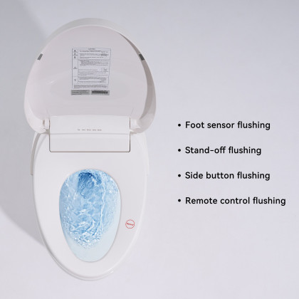 HMR - Modern Smart One-Piece Toilet and Bidet Foot Induction and Automatic Flushing in White