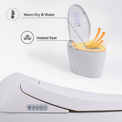 HMR - Modern Smart One-Piece Toilet and Bidet Foot Induction and Automatic Flushing in White
