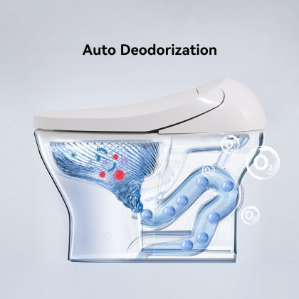 HMR - Modern Smart One-Piece Toilet and Bidet Foot Induction and Automatic Flushing in White