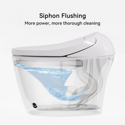 HMR - Modern Smart One-Piece Toilet and Bidet Foot Induction and Automatic Flushing in White