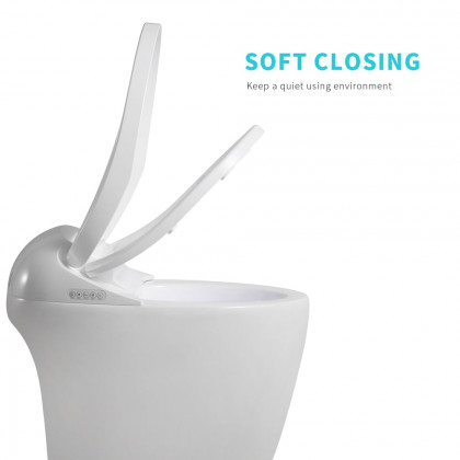 HMR - Modern Smart One-Piece Toilet and Bidet Foot Induction and Automatic Flushing in White