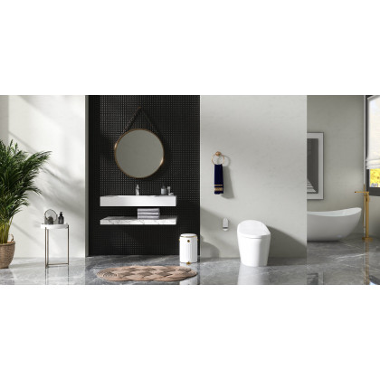 HMR - Modern Smart One-Piece Toilet and Bidet Foot Induction and Automatic Flushing in White