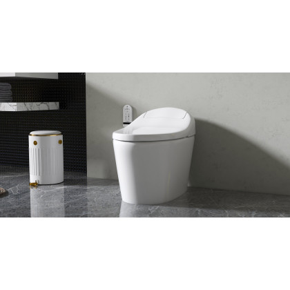 HMR - Modern Smart One-Piece Toilet and Bidet Foot Induction and Automatic Flushing in White
