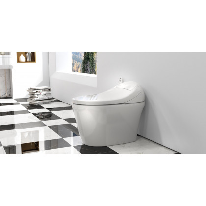 HMR - Modern Smart One-Piece Toilet and Bidet Foot Induction and Automatic Flushing in White