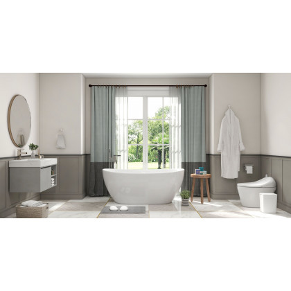 HMR - Modern Smart One-Piece Toilet and Bidet Foot Induction and Automatic Flushing in White