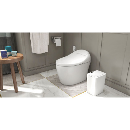 HMR - Modern Smart One-Piece Toilet and Bidet Foot Induction and Automatic Flushing in White