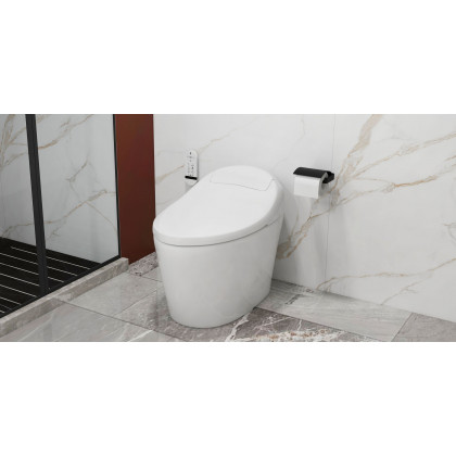 HMR - Modern Smart One-Piece Toilet and Bidet Foot Induction and Automatic Flushing in White