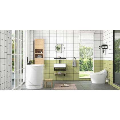 HMR - Modern Smart One-Piece Toilet and Bidet Foot Induction and Automatic Flushing in White