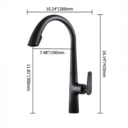 HMR - Dual Function Pull-Out Kitchen Faucet Single Hole Single Handle in Black