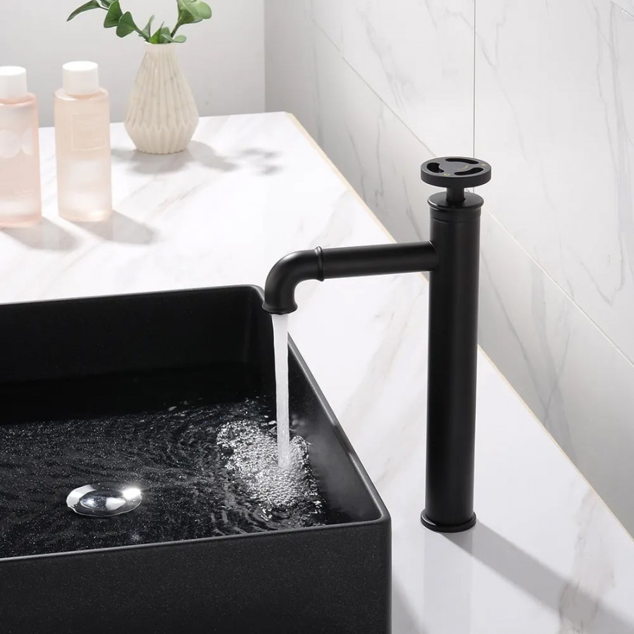 HMR - Ruth Vessel Sink Faucet Single Handle in Matte Black, Brass