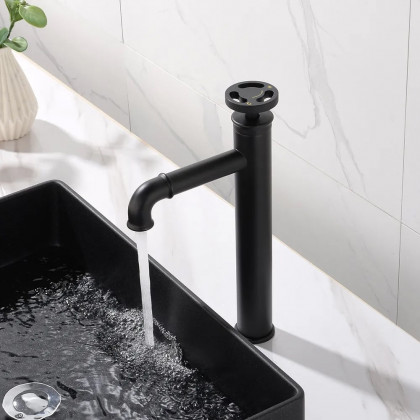 HMR - Ruth Vessel Sink Faucet Single Handle in Matte Black, Brass