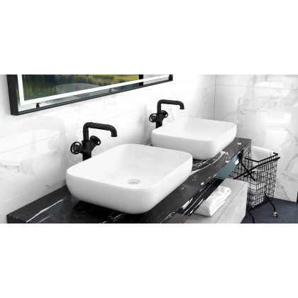 HMR - Industrial Style Bathroom Vessel Sink Faucet with 2-Handle Solid Brass in Matte Black