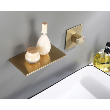 HMR Waterfall Wall Mount Bathroom Sink Faucet Single Knob - Brushed Gold