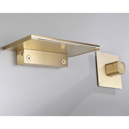 HMR Waterfall Wall Mount Bathroom Sink Faucet Single Knob - Brushed Gold