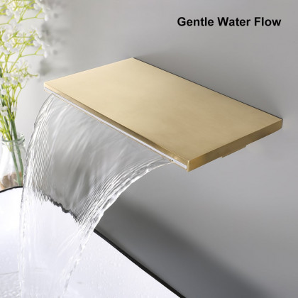 HMR Waterfall Wall Mount Bathroom Sink Faucet Single Knob - Brushed Gold