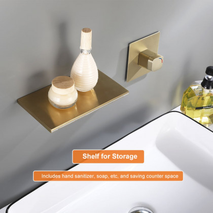 HMR Waterfall Wall Mount Bathroom Sink Faucet Single Knob - Brushed Gold