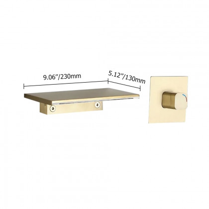 HMR Waterfall Wall Mount Bathroom Sink Faucet Single Knob - Brushed Gold