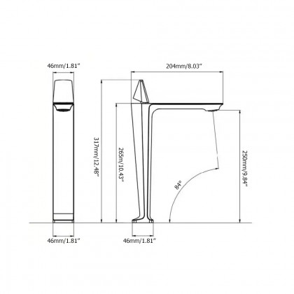 HMR - Single Handle Solid Brass One-Hole Bathroom Vessel Sink Faucet in Matte Black in Black