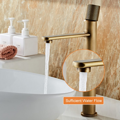 HMR - Single Hole Sink Faucet with Single Knob in Brass
