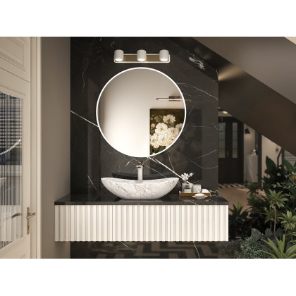 HMR - Single Handle Brass Vessel Bathroom Sink Faucet in White and Gold