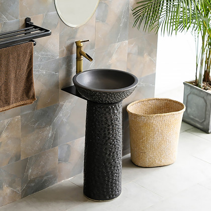 HMR - Pedestal Sink Gaolin Wash Sink in Black
