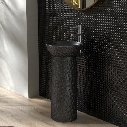 HMR - Pedestal Sink Gaolin Wash Sink in Black