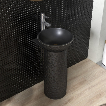 HMR - Pedestal Sink Gaolin Wash Sink in Black