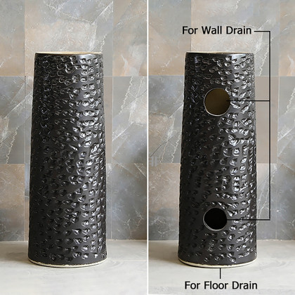 HMR - Pedestal Sink Gaolin Wash Sink in Black