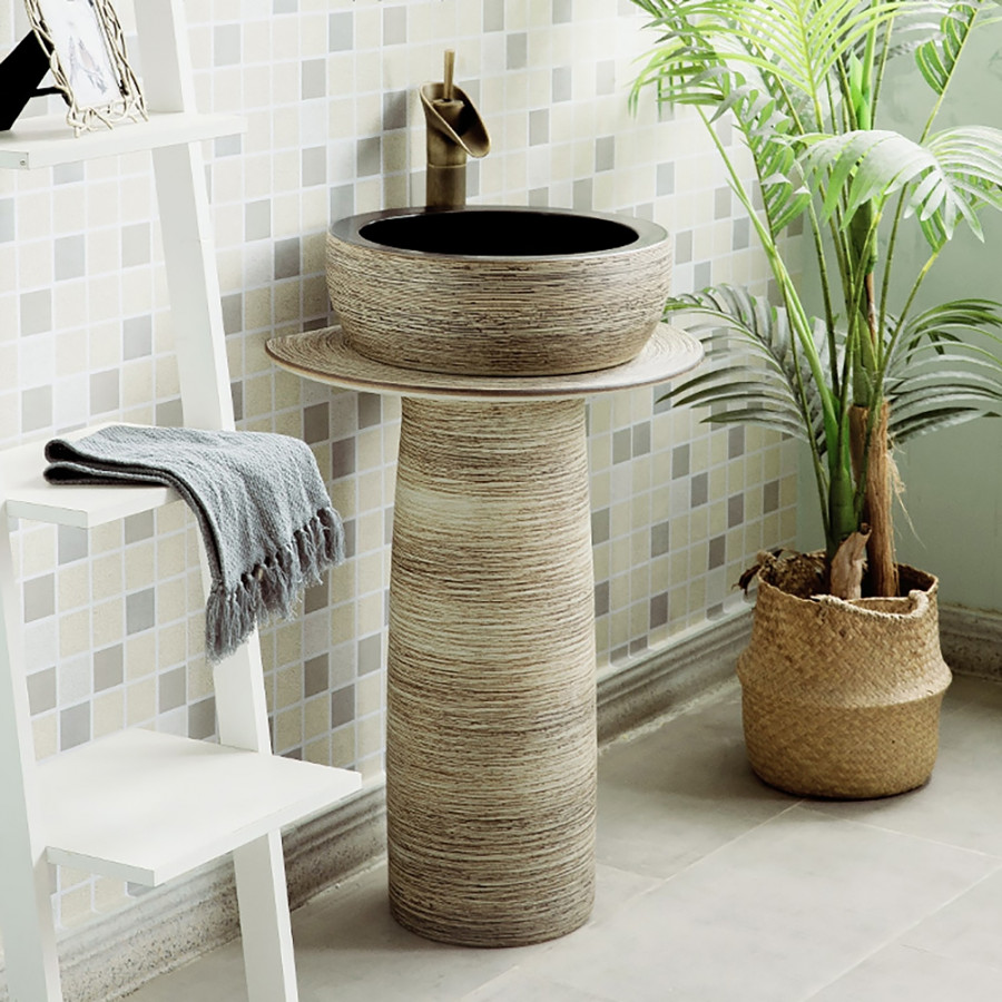 HMR - Pedestal Sink Wash Sink Outdoor and Indoor in Kaolin Clay