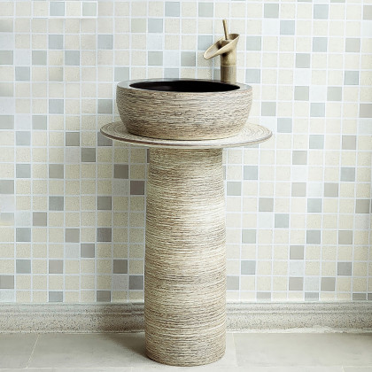 HMR - Pedestal Sink Wash Sink Outdoor and Indoor in Kaolin Clay