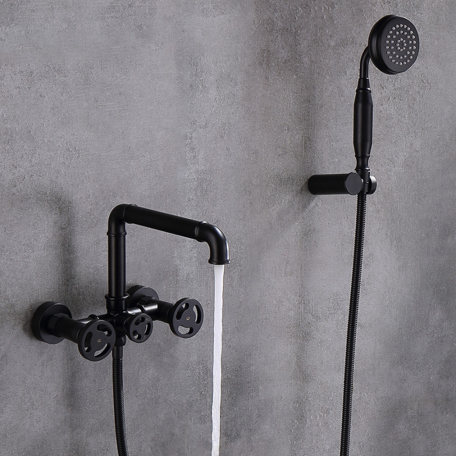 HMR - Ruth Wall Mounted Filler Faucet with Hand Shower in Brass