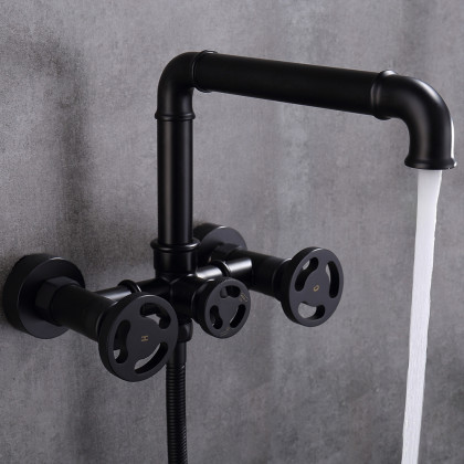 HMR - Ruth Wall Mounted Filler Faucet with Hand Shower in Brass