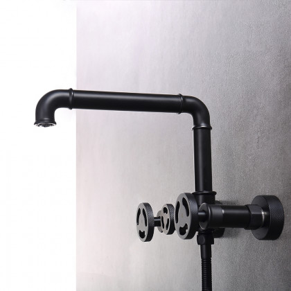 HMR - Ruth Wall Mounted Filler Faucet with Hand Shower in Brass