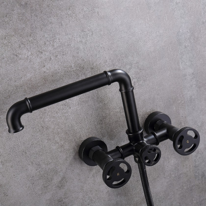 HMR - Ruth Wall Mounted Filler Faucet with Hand Shower in Brass