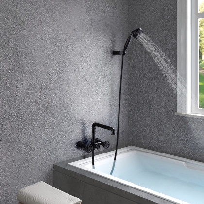 HMR - Ruth Wall Mounted Filler Faucet with Hand Shower in Brass