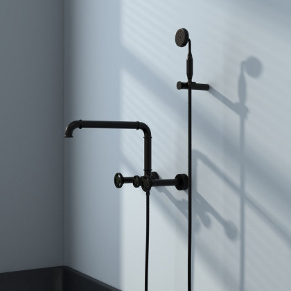 HMR - Ruth Wall Mounted Filler Faucet with Hand Shower in Brass