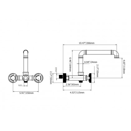 HMR - Ruth Wall Mounted Filler Faucet with Hand Shower in Brass