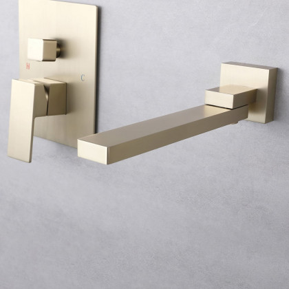 HMR - Wall Mounted Swirling Faucet with Hand Shower in Brushed Gold