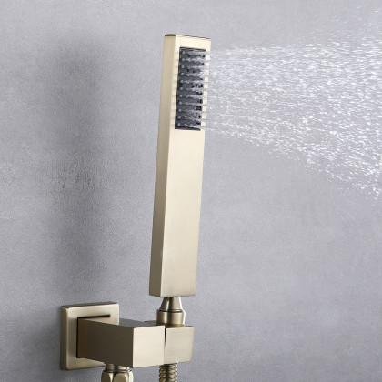 HMR - Wall Mounted Swirling Faucet with Hand Shower in Brushed Gold