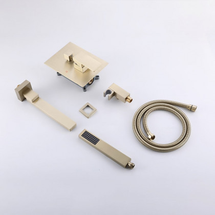 HMR - Wall Mounted Swirling Faucet with Hand Shower in Brushed Gold