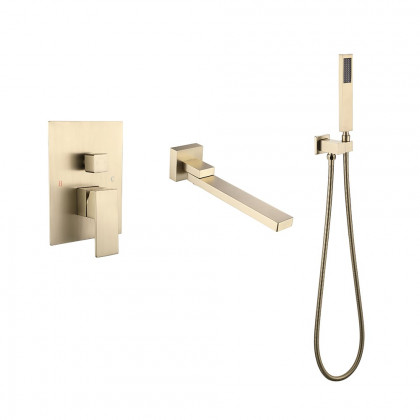 HMR - Wall Mounted Swirling Faucet with Hand Shower in Brushed Gold