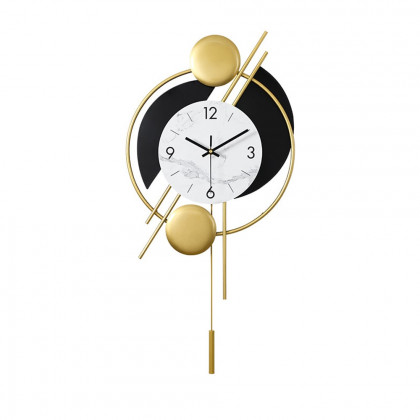HMR - Distinctive Metal Wall Clock with Pendulum in Gold