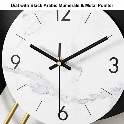 HMR - Distinctive Metal Wall Clock with Pendulum in Gold