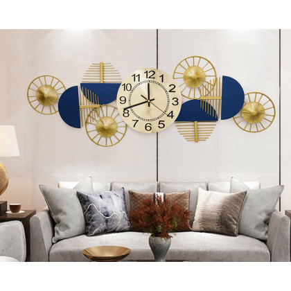 HMR Luxury Wall Clock Decor - Blue/Gold, Style C